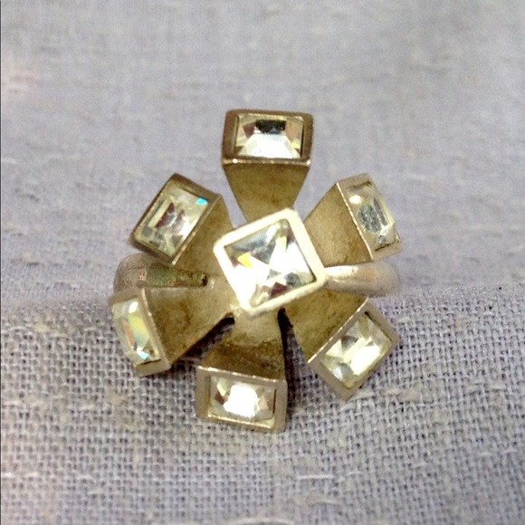 Sterling Atomic Flower Bling Ring - Picture 3 of 8